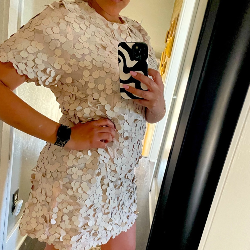 ASOS sequin champagne mini dress
